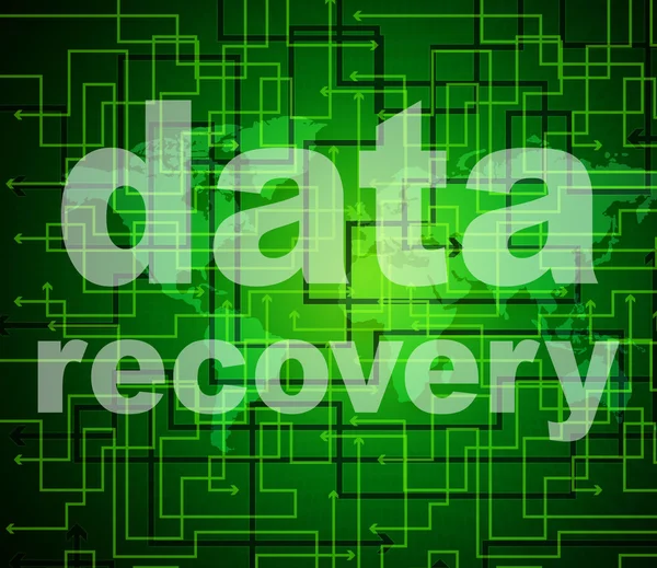 Odzyskiwanie danych reprezentuje powrót i bajtów — Zdjęcie stockowe