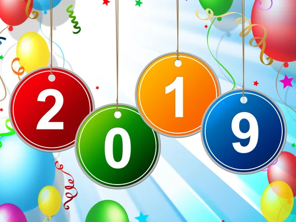 New Year Indicates Two Thosand Nineteen And Celebrate — Stock Photo, Image