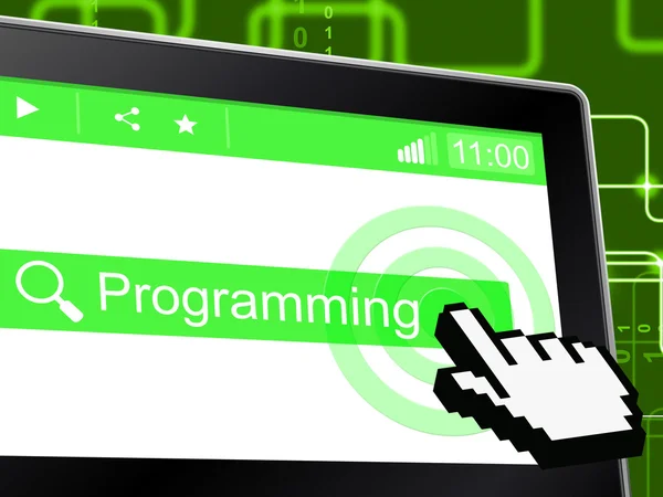 Programmering programmeur vertegenwoordigt world wide web en ontwikkeling — Stockfoto