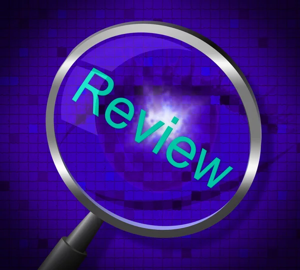 Lupa recenzję reprezentuje powiększające badania i oceny — Zdjęcie stockowe