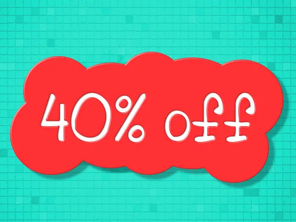 Forty Percent Off Represents Promotional Clearance And Retail — Stock Photo, Image