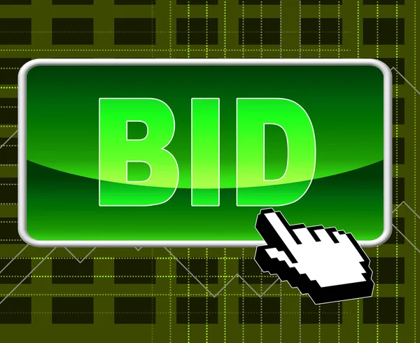 Bid Button Represents World Wide Web And Auction — Stock Photo, Image