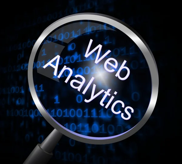 Web Analytics Indicates Magnifier Magnify And Report — Stock Photo, Image