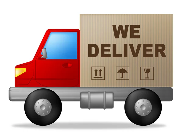 We Deliver Shows Postage Moving And Vehicle — Stock Photo, Image