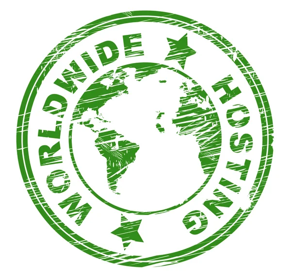 Worldwide Hosting Indicates Worldly Server And Web — Stock Photo, Image