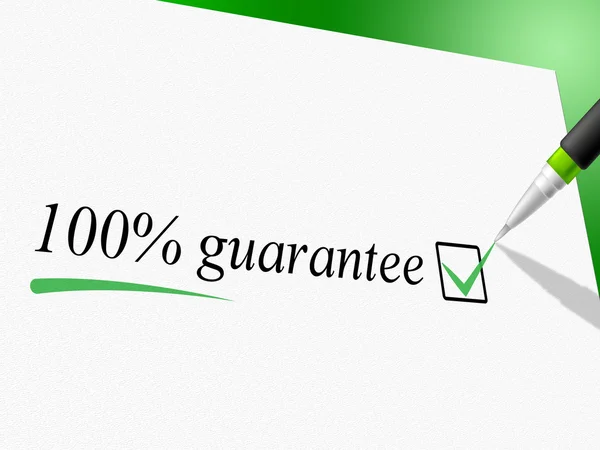 Hundred Percent Guarantee Means Pledge Guarantees And Warrantee — Stock Photo, Image