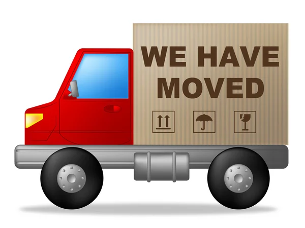 We Have Moved Means Change Of Residence And Lorry — Stock Photo, Image