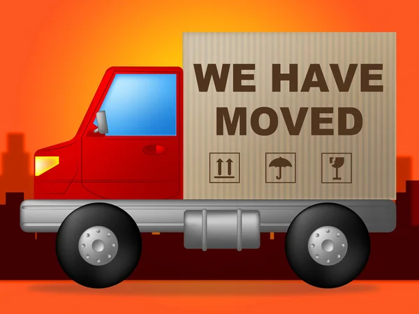 We Have Moved Shows Change Of Residence And Lorry — Stock Photo, Image