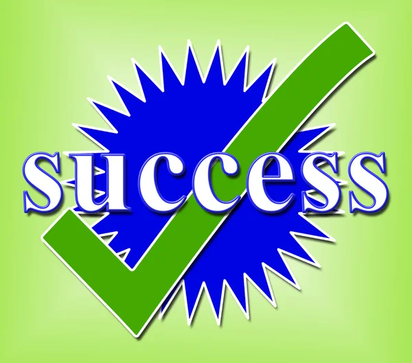 Sukces kleszcza co oznacza sukces sprawdzone i triumf — Zdjęcie stockowe