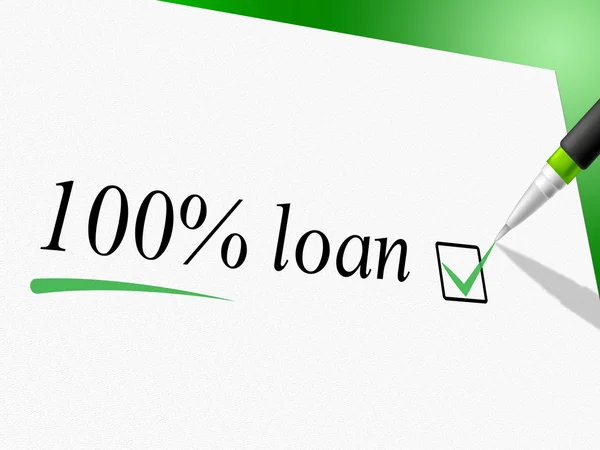 Hundred Percent Loan Shows Credit Advance And Borrows — Stock Photo, Image