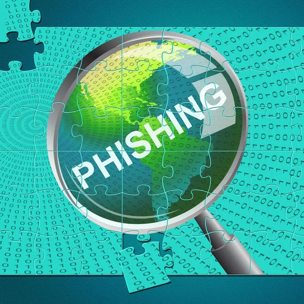 Phishing Magnifier Represents Malware Hacker And Hacked — Stock Photo, Image