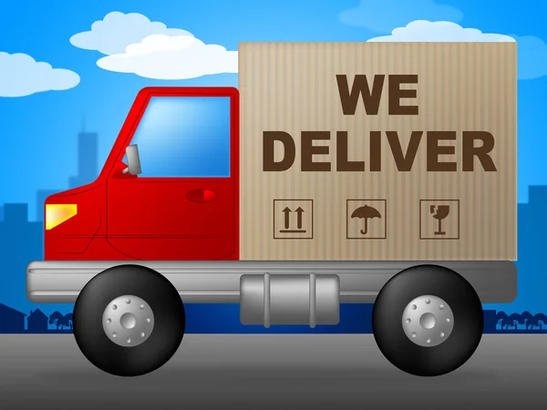 We Deliver Means Parcel Freight And Moving — Stock Photo, Image