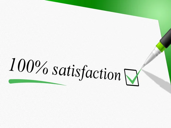 Satisfacción al cien por cien significa satisfacción satisfecha y contenido — Foto de Stock