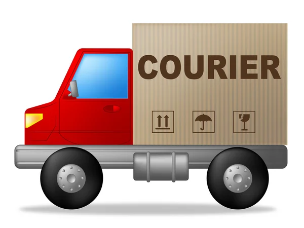 Courier Truck Means Sending Transporting And Deliver — Stock Photo, Image