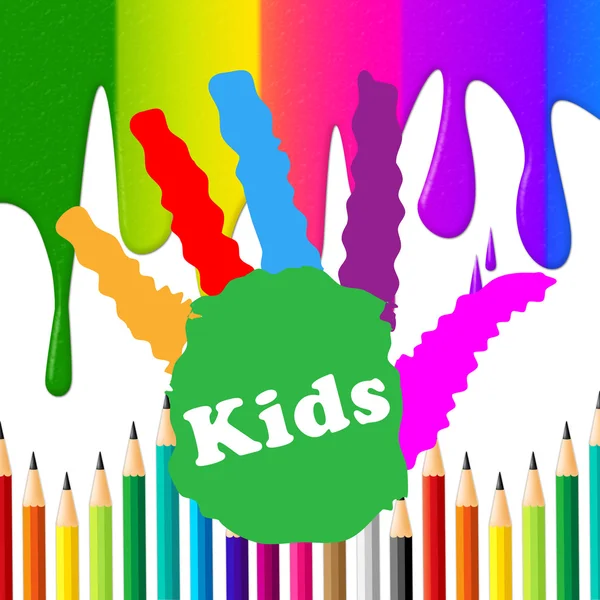 Çocuklar el izi renkli spektrum ve insan temsil eder — Stok fotoğraf