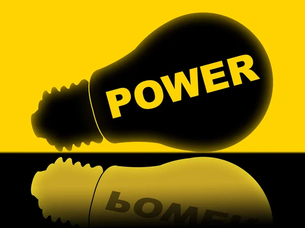 Power Lightbulb Represents Energy Energize And Powered — Stock Photo, Image