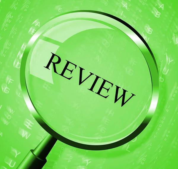 Ampliador de revisão indica avaliar a avaliação e avaliação — Fotografia de Stock