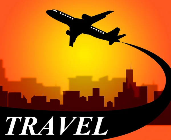 Travel Plane Indicates Travelled Explore And Voyage — Stock Photo, Image