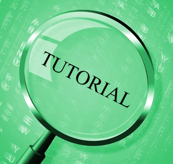 Tutorial Magnifier Indicates Online Tutorials And Develop — Stock Photo, Image