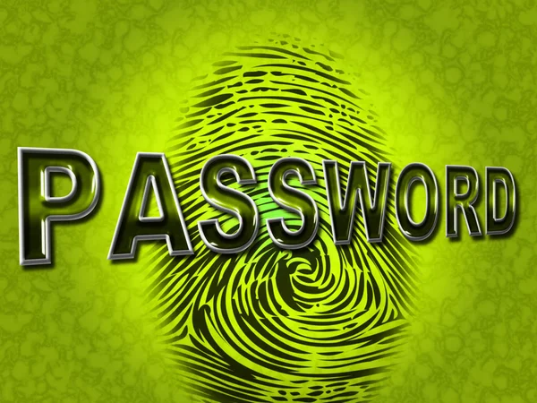 Password Fingerprint Indicates Log Ins And Accessible — Stock Photo, Image