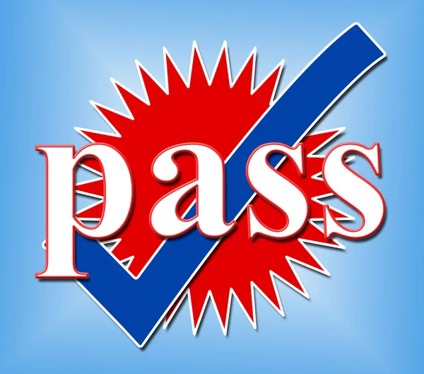 Pass Tick Means Ok Passed And Confirmed — Stock Photo, Image