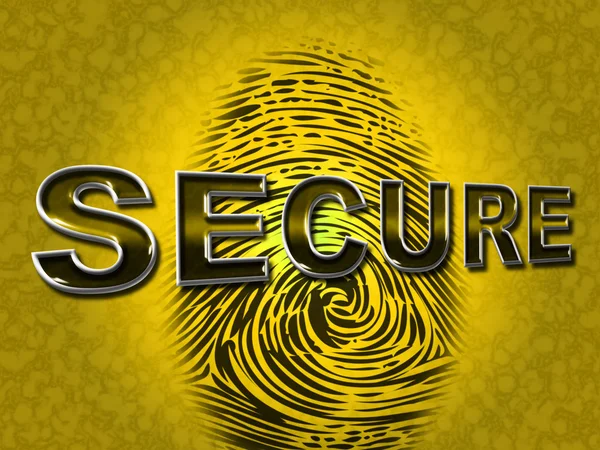 Secure Access Indicates Password Fingerprint And Protected — Stock Photo, Image