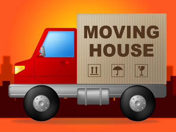 Moving House Indicates Buy New Home And Freight — Stok Foto