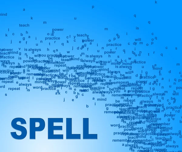 Λέξεις Spell δηλώνει μορφωμένα κολλέγιο και την ορθογραφία — Φωτογραφία Αρχείου