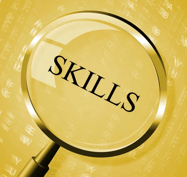 Skills Magnifier Shows Expertise Abilities And Competence — Stock Photo, Image