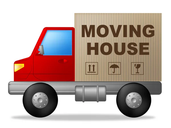 Moving House Shows Change Of Residence And Lorry — Stock Photo, Image