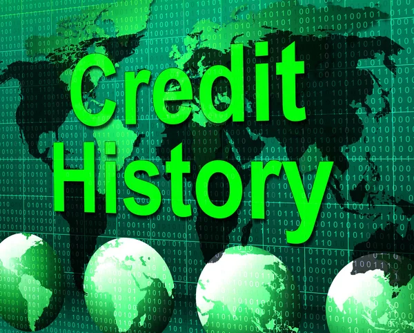 Кредитна історія представляє дебетову картку та банківську картку — стокове фото