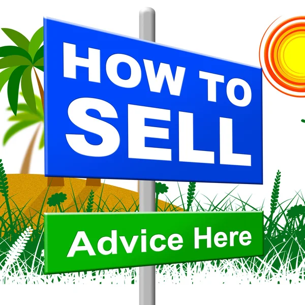 Cómo vender indica casa para la venta y publicidad — Foto de Stock