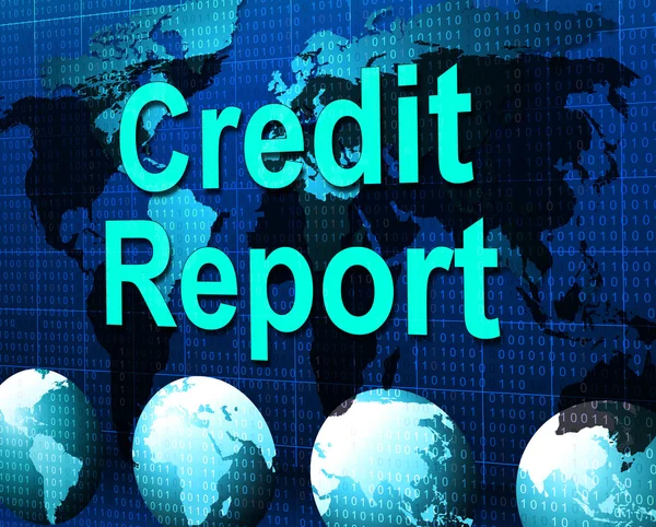Relatório de Crédito Representa Cartão de Débito e Análise — Fotografia de Stock