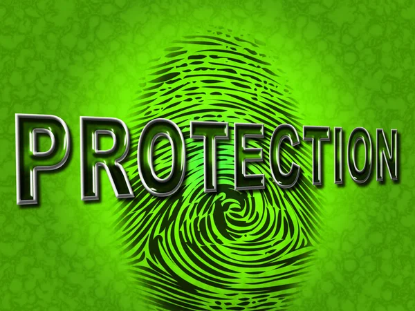 Protection Fingerprint Indicates Password Login And Private — Stock Photo, Image