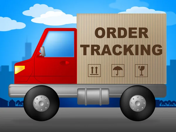 Rastreamento de ordem mostra rastreamento logístico e transporte — Fotografia de Stock
