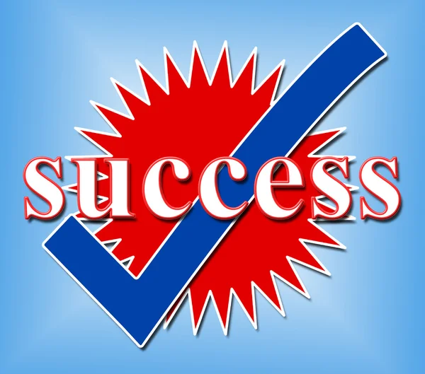 Success Tick Means Resolution Victor And Yes — Stock Photo, Image