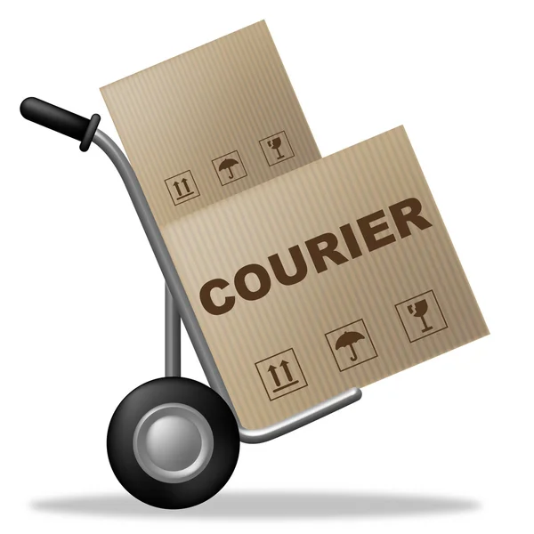 Courier pakket vertegenwoordigt verzenddoos en perceel — Stockfoto