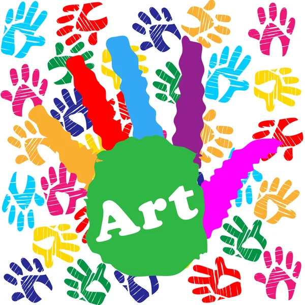 Art Handprint Shows Youths Painted And Colourful — Stock Photo, Image