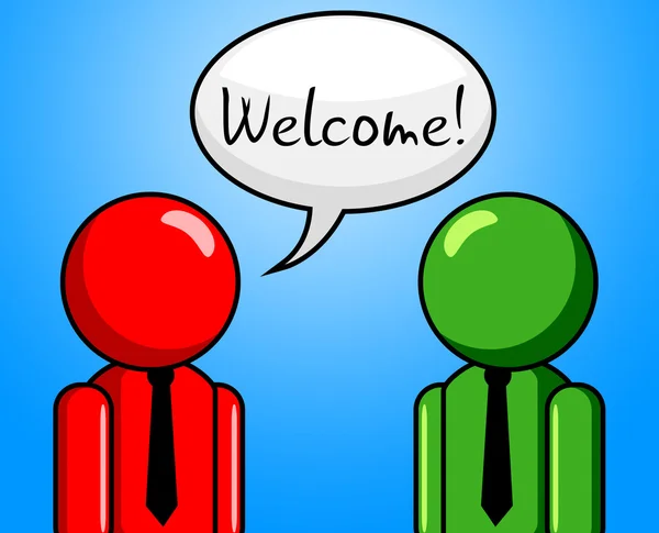 Welcome Conversation Indicates Chit Chat And Arrival — Stock Photo, Image
