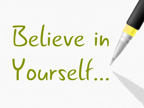 Creer en ti mismo me indica a mí mismo y positivo —  Fotos de Stock