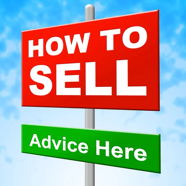 How To Sell toont huis voor verkoop en bericht — Stockfoto