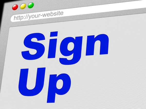 Sign Up visar prenumerera Register och Online — Stockfoto