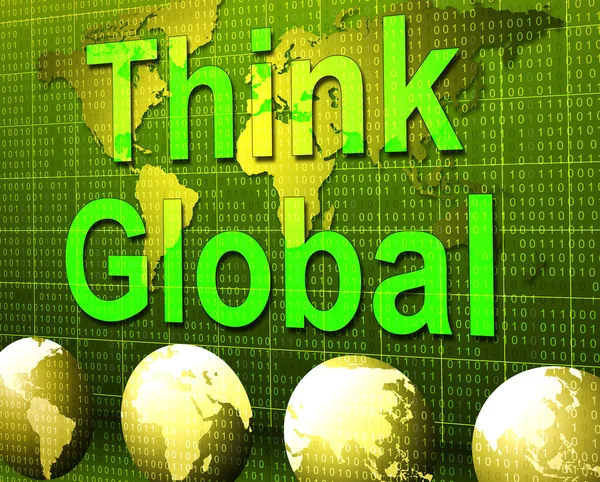 Think Global vertegenwoordigt contemplatie planeet en overwegen — Stockfoto