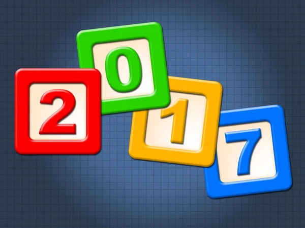 Zeventien van de twintig blokken vertegenwoordigt Nieuwjaar en jaarlijkse — Stockfoto