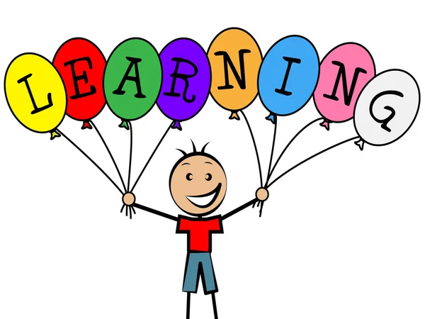 Learning Balloons Shows Youngster Train And Male — Stock Photo, Image