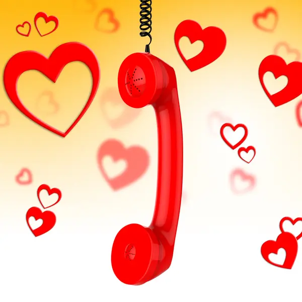 Romantic Call Represents Conversation Fondness And Discussion — Stock Photo, Image