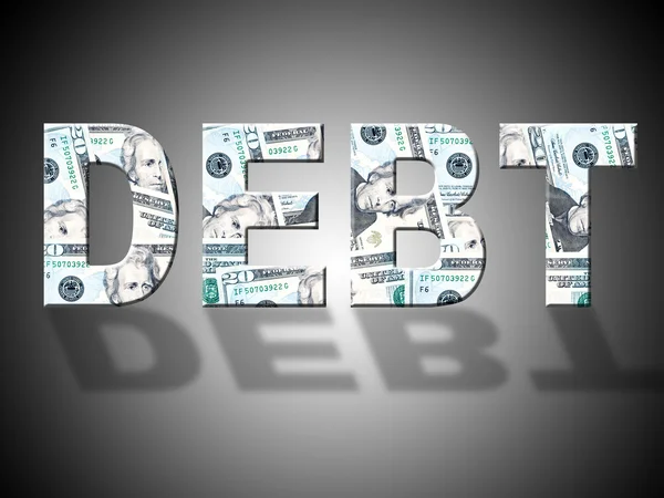 Dolarů dluhu ukazuje, Spojené státy a americké — Stock fotografie