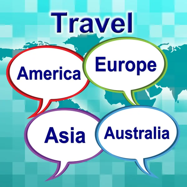 Travel Words Shows Traveller Travelled And Travels — Stock Photo, Image