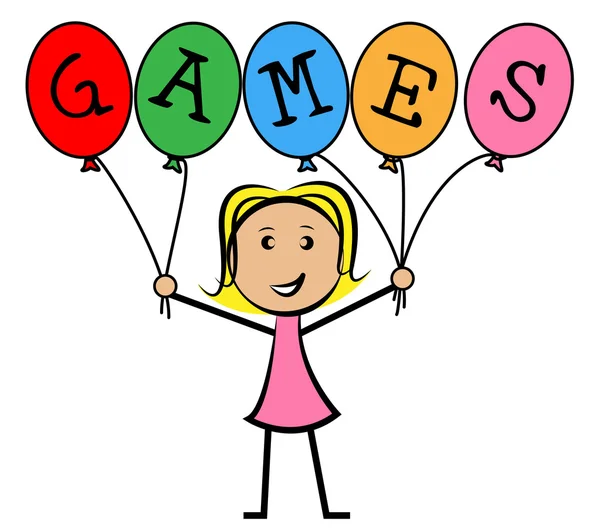 Games Balloons Represents Young Woman And Kids — Stock Photo, Image