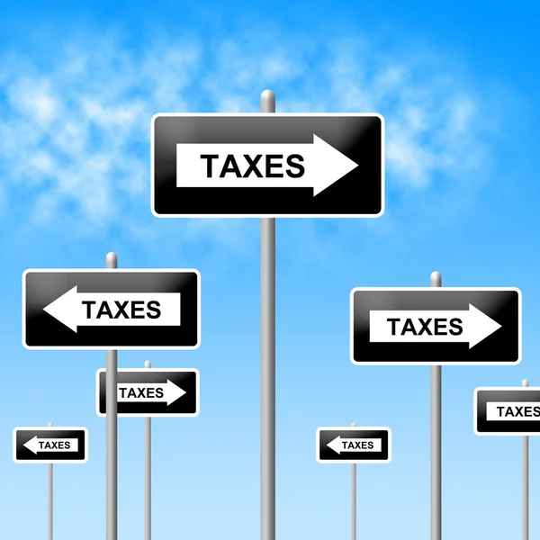 Taxes Sign Shows Corporation Trade And Corporate — Stock Photo, Image